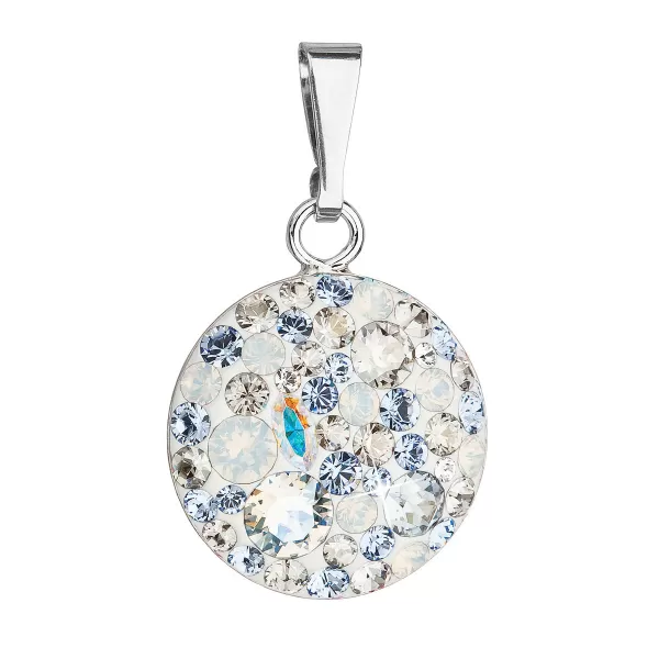 Strieborný prívesok s kryštálmi Swarovski modrý okrúhly 34225.3 light sapphire