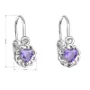 Strieborné detské náušnice visiace so zirkónom fialové srdce 11173.3