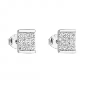 Strieborné náušnice pecka so zirkónom biely obdĺžnik 11129.1