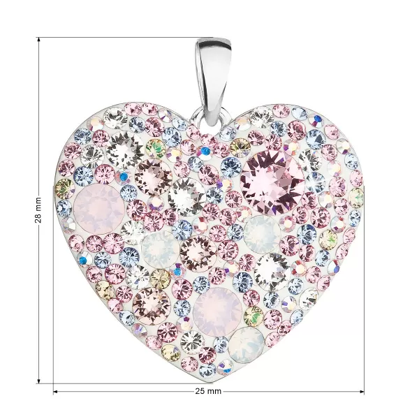Strieborný prívesok s kryštálmi Swarovski mix farieb srdca 34243.3 magic rose