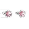 Strieborné náušnice pecka s kryštálmi Swarovski ružová kvietka 31255.3 light rose