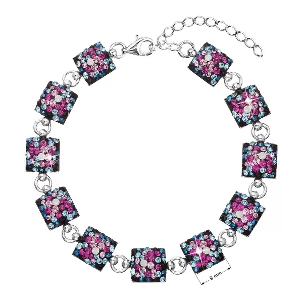 Strieborný náramok so Swarovski kryštálmi mix farieb 33047.4 galaxy