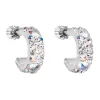 Strieborné náušnice kruhy s kryštálmi Swarovski ab efekt polkruh 31118.2