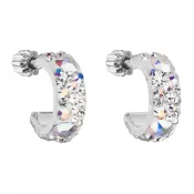 Strieborné náušnice kruhy s kryštálmi Swarovski ab efekt polkruh 31118.2