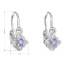 Strieborné detské náušnice visiace so zirkónom fialová kvietka 11175.3