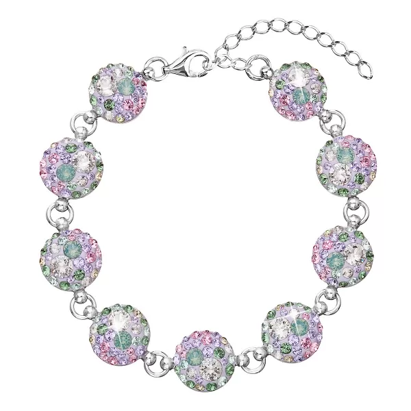 Strieborný náramok so Swarovski kryštálmi mix farieb 33048.3 sakura