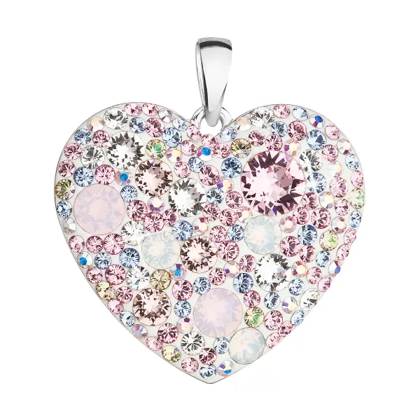 Strieborný prívesok s kryštálmi Swarovski mix farieb srdca 34243.3 magic rose