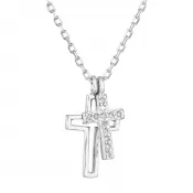Strieborný náhrdelník so zirkónom biely krížik 12012.1