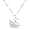 Strieborný náhrdelník so zirkónom biela labuť 12032.1