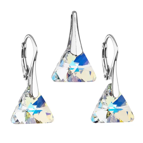 Súprava šperkov s kryštálmi Swarovski náušnice a prívesok ab efekt trojuholník 39174.2