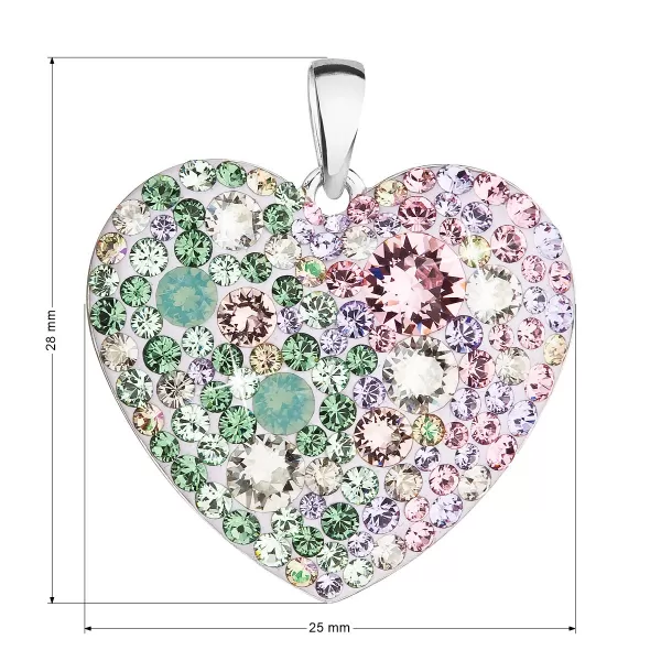 Strieborný prívesok s kryštálmi Swarovski mix farieb srdca 34243.3 sakura