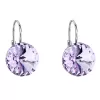 Strieborné náušnice visiace s kryštálmi Swarovski fialové okrúhle 31106.3 violet