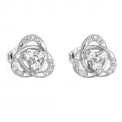 Strieborné náušnice pecka so zirkónom v bielej farbe 11099.1