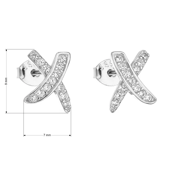 Strieborné náušnice pecka so zirkónom v bielej farbe 11082.1