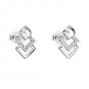 Strieborné náušnice pecka so zirkónom v bielej farbe 11015.1