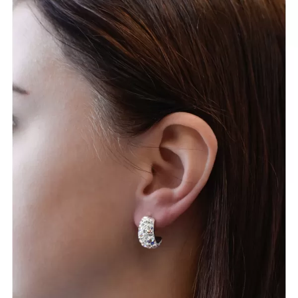 Strieborné náušnice visiace s kryštálmi Swarovski ab efekt polkruh 31164.2