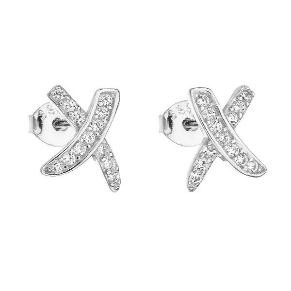 Strieborné náušnice pecka so zirkónom v bielej farbe 11082.1
