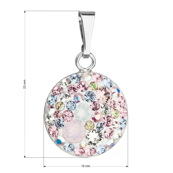 Strieborný prívesok s kryštálmi Swarovski mix farieb okrúhly 34225.3 magic rose