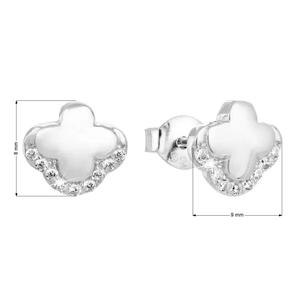 Strieborné náušnice pecka so zirkónom biely krížik 11125.1