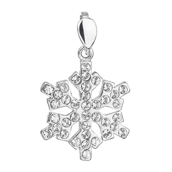 Strieborný prívesok s kryštálmi Swarovski biela vločka 34221.1