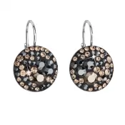 Strieborné náušnice visiace s kryštálmi Swarovski mix farieb okrúhle 31176.4 colorado