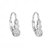 Strieborné náušnice visiace so zirkónom v bielej farbe 11179.1