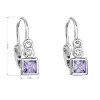 Strieborné detské náušnice visiace so zirkónom fialová kocka 11172.3