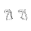 Strieborné náušnice pecka so zirkónom v bielej farbe 11100.1