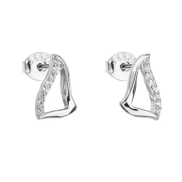 Strieborné náušnice pecka so zirkónom v bielej farbe 11100.1