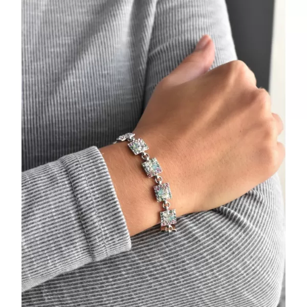 Strieborný náramok so Swarovski kryštálmi mix farieb 33047.3 sakura