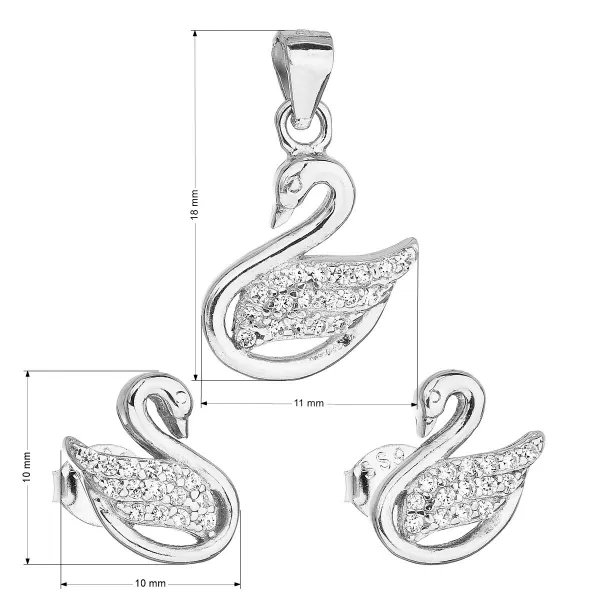 Sada šperkov so zirkónom náušnice a prívesok biela labuť 19010.1