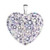 Strieborný prívesok s kryštálmi Swarovski mix farieb srdca 34243.3 violet