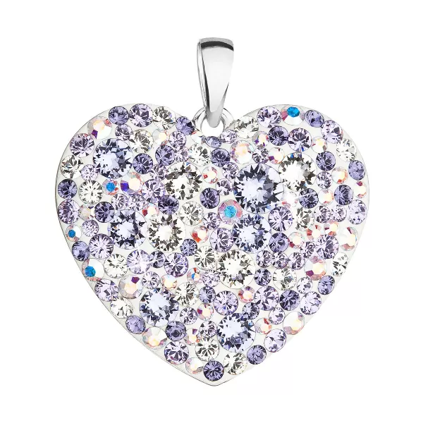 Strieborný prívesok s kryštálmi Swarovski mix farieb srdca 34243.3 violet