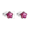 Strieborné náušnice pecka s kryštálmi Swarovski ružová kvietka 31080.3 fuchsia