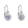 Strieborné detské náušnice visiace so zirkónom fialová kvietka 11176.3