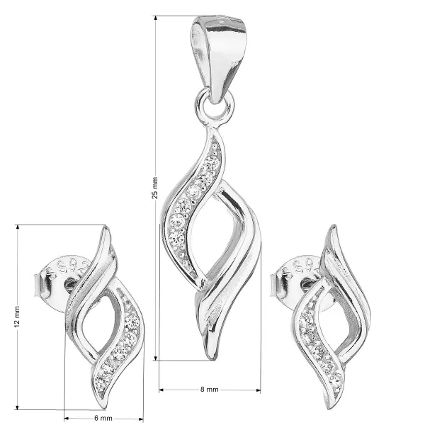 Súprava šperkov so zirkónom v bielej farbe náušnice a prívesok 19013.1