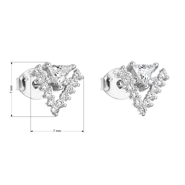 Strieborné náušnice pecka so zirkónom v bielej farbe 11163.1