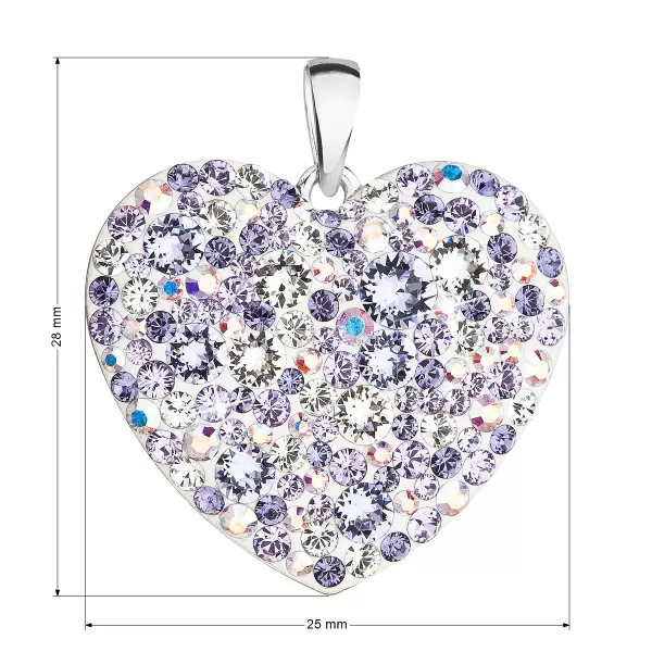 Strieborný prívesok s kryštálmi Swarovski mix farieb srdca 34243.3 violet