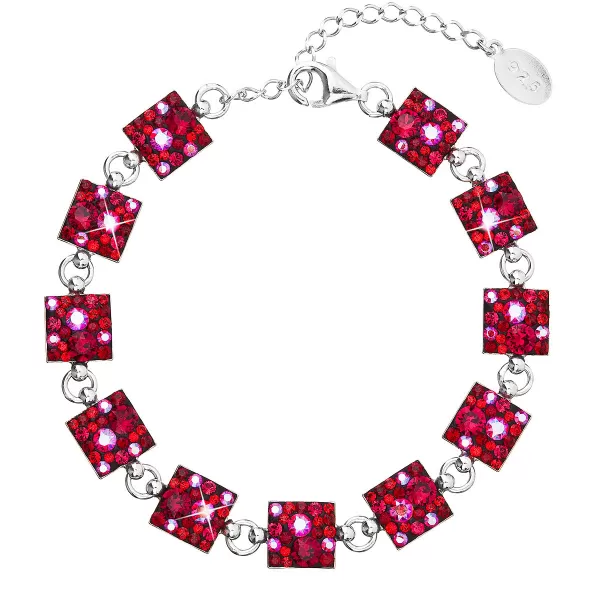 Strieborný náramok so Swarovski kryštálmi červený 33047.3 cherry