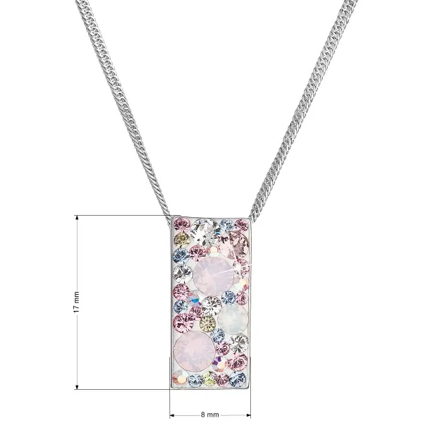 Strieborný náhrdelník so Swarovski kryštálmi ružový obdĺžnik 32074.3 magic rose
