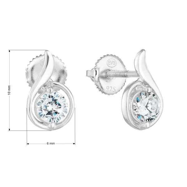 Strieborné napichovacie náušnice so zirkónom v bielej farbe 11256.1