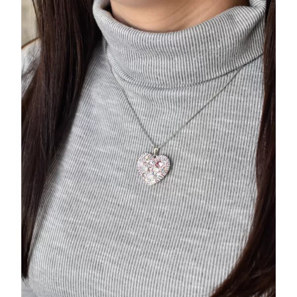 Strieborný prívesok s kryštálmi Swarovski mix farieb srdca 34243.3 magic rose