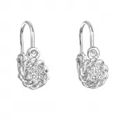 Strieborné detské náušnice visiace so zirkónom biela kvietka 11176.1