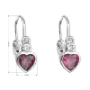 Strieborné detské náušnice visiace so zirkónom ružové srdce 11178.3