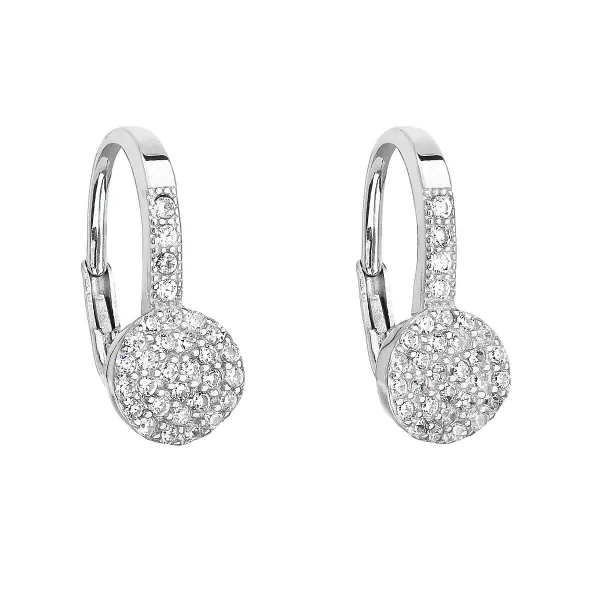Strieborné náušnice visiace so zirkónom v bielej farbe 11203.1