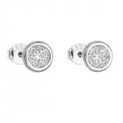 Strieborné náušnice pecka so zirkónom biele okrúhle 11078.1