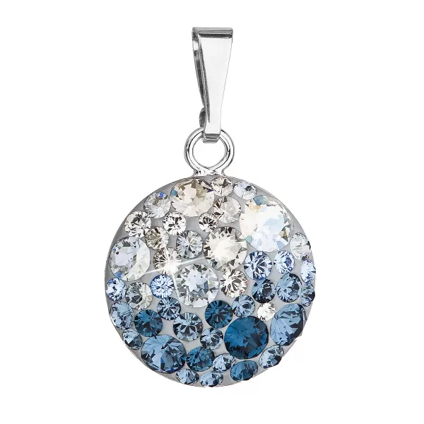Strieborný prívesok s kryštálmi Swarovski modrý okrúhly 34225.3 ice blue