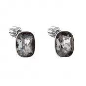 Strieborné náušnice pecka s kryštálmi Swarovski čierny obdĺžnik 31279.5