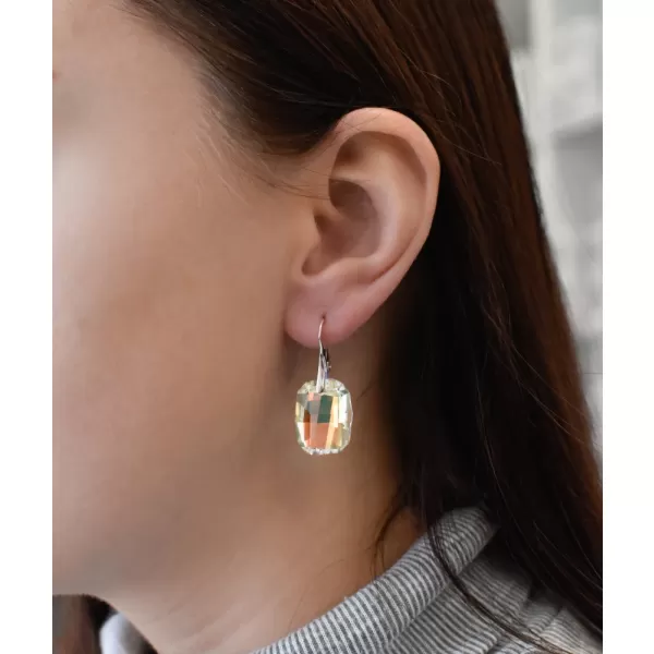 Strieborné náušnice visiace s kryštálmi Swarovski ab efekt obdĺžnik 31297.2