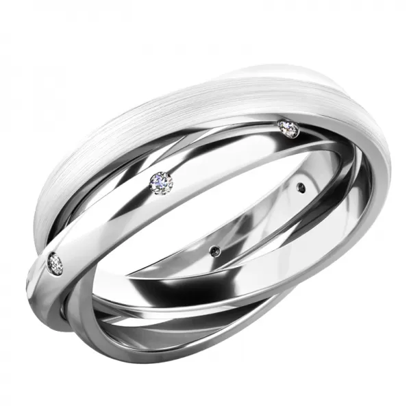 Dámsky prsteň prírodný diamant 0,120 ct G/SI - tri prstene 61075-DIA